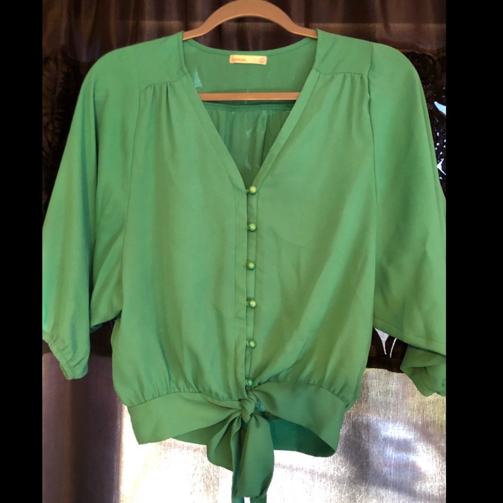 Green Button Up Blouse